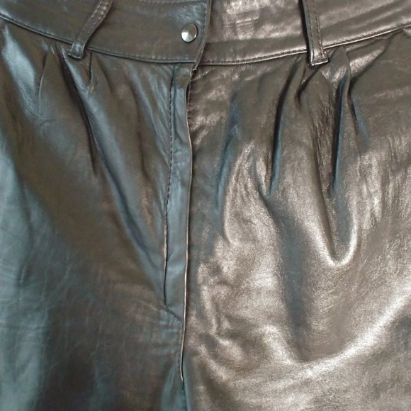 Vintage Sheep Skin High Waist Leather Pants Black EU Size 40/S - Picture 5 of 14
